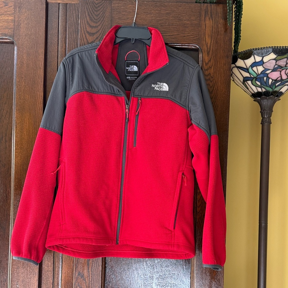 The North Face Red & Gray Fleece Full-zip Jacket